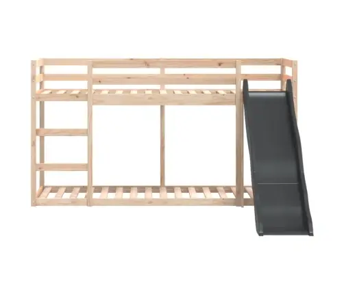 Divstāvu Gulta Ar Slidkalniņu, 90X200 Cm, Priedes Masīvkoks Vidaxl