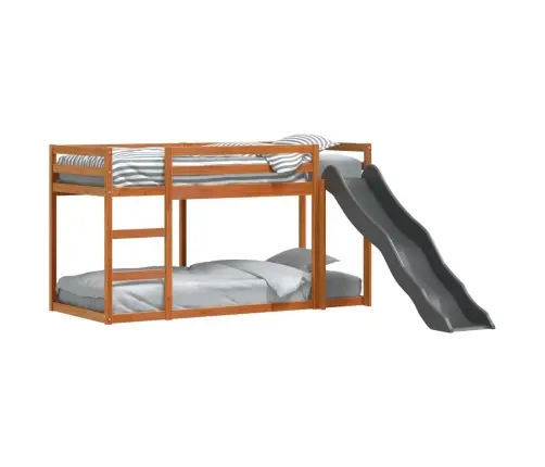 Divstāvu Gulta Ar Slidkalniņu Un Kāpnēm, 75X190Cm, Priedes Koks Vidaxl