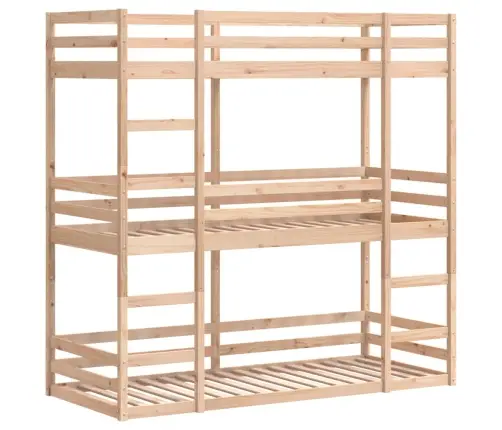 Trīsstāvu Gulta, 90X200 Cm, Priedes Masīvkoks Vidaxl