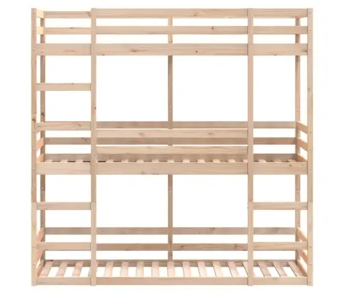 Trīsstāvu Gulta, 90X200 Cm, Priedes Masīvkoks Vidaxl