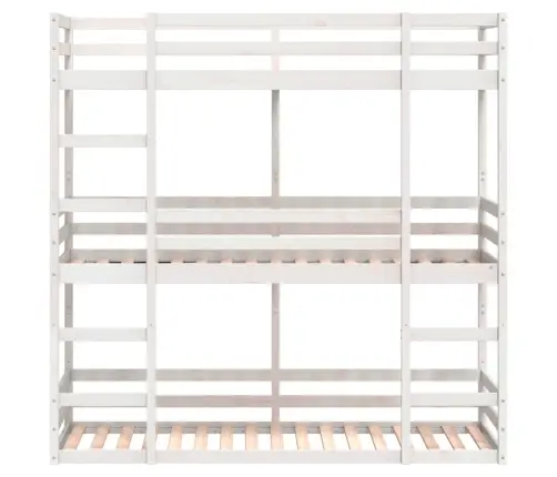 Trīsstāvu Gulta, Balta, 90X200 Cm, Priedes Masīvkoks Vidaxl