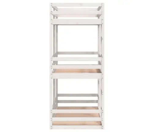 Trīsstāvu Gulta, Balta, 90X200 Cm, Priedes Masīvkoks Vidaxl