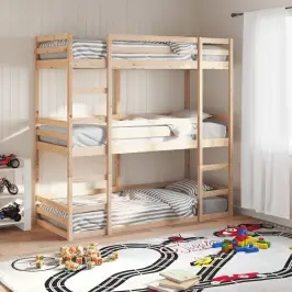 Triaukštė Lova, 90X190cm Pušies Medienos Masyvas Triaukštė Lova, 90X190cm Pušies Medienos Masyvas