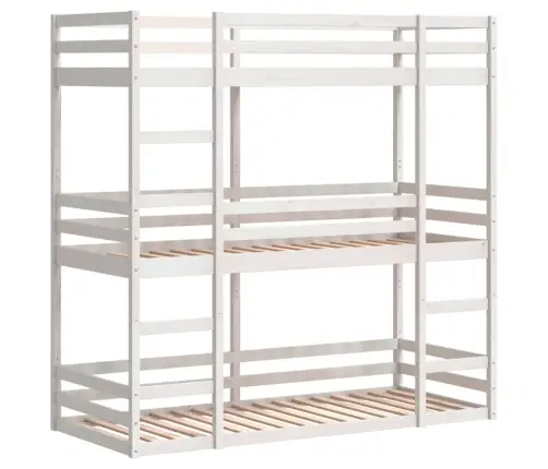 Kolmkordne Narivoodi, Valge, 90X190 cm Männipuit