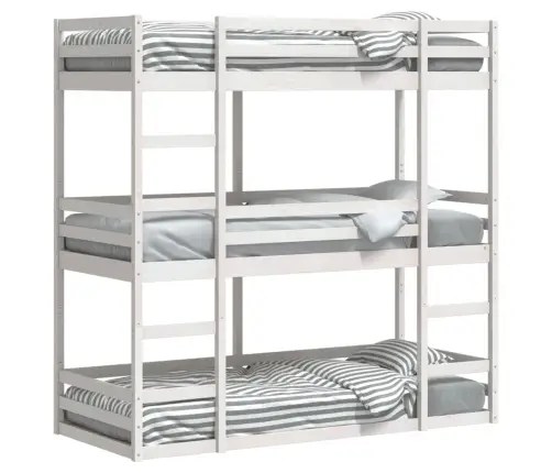 Kolmkordne Narivoodi, Valge, 90X190 cm Männipuit