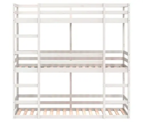 Kolmkordne Narivoodi, Valge, 90X190 cm Männipuit