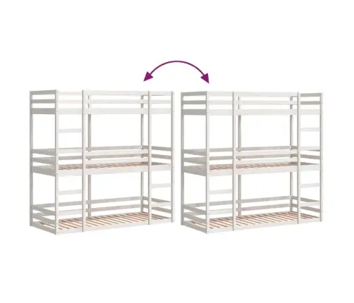 Kolmkordne Narivoodi, Valge, 90X190 cm Männipuit