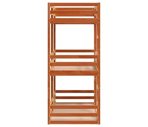 Trīsstāvu Gulta, Vaska Brūna, 90X190 Cm, Priedes Masīvkoks Vidaxl