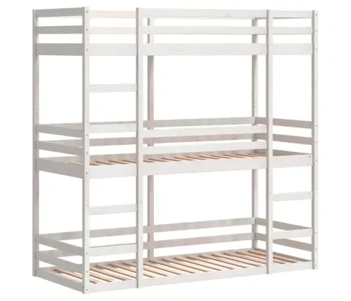 Trīsstāvu Gulta, Balta, 75X190 Cm, Priedes Masīvkoks Vidaxl