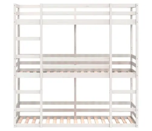 Trīsstāvu Gulta, Balta, 75X190 Cm, Priedes Masīvkoks Vidaxl