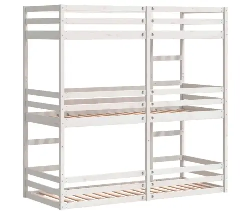 Trīsstāvu Gulta, Balta, 75X190 Cm, Priedes Masīvkoks Vidaxl