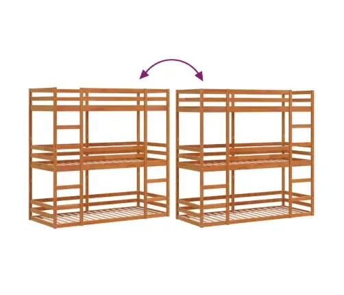 Kolmkordne Narivoodi, Vahapruun, 75X190 cm Männipuit