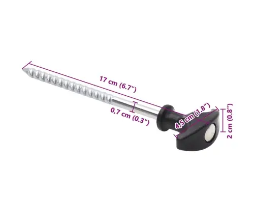 Telts Mietiņi, 12 Gab., 17 Cm, Ø7 Mm, Cinkots Tērauds Vidaxl