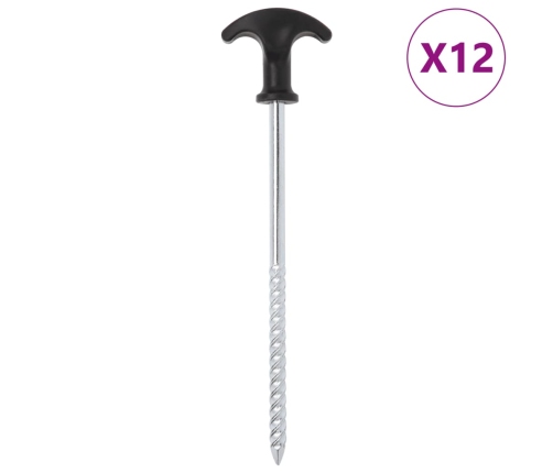Telts Mietiņi, 12 Gab., 20 Cm, Ø7 Mm, Cinkots Tērauds Vidaxl