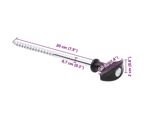 Telts Mietiņi, 12 Gab., 20 Cm, Ø7 Mm, Cinkots Tērauds Vidaxl