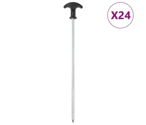 Telts Mietiņi, 24 Gab., 30 Cm, Ø7 Mm, Cinkots Tērauds Vidaxl