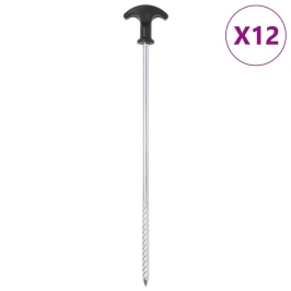 Telts Mietiņi, 12 Gab., 30 Cm, Ø7 Mm, Cinkots Tērauds Vidaxl