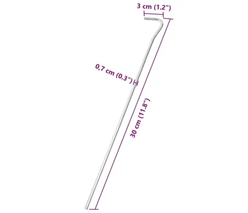 Telgivaiad 25 Tk, 30 Cm Ø7 Mm, Tsingitud Teras