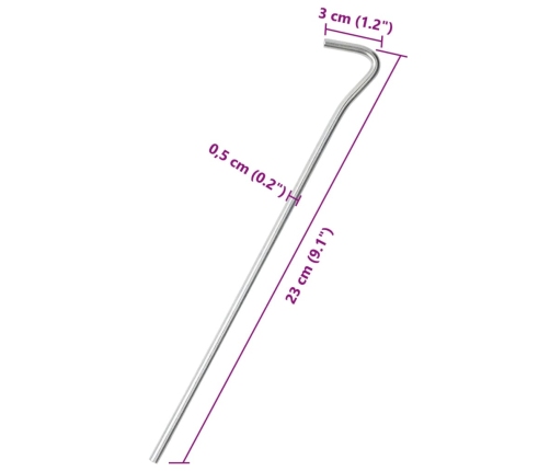 Telts Mietiņi, 50 Gab., 23 Cm, Ø5 Mm, Cinkots Tērauds Vidaxl