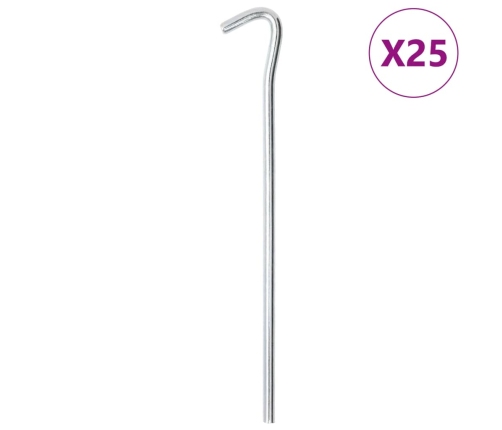 Telts Mietiņi, 25 Gab., 23 Cm, Ø7 Mm, Cinkots Tērauds Vidaxl