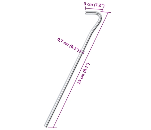 Telts Mietiņi, 25 Gab., 23 Cm, Ø7 Mm, Cinkots Tērauds Vidaxl