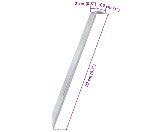 Telts Mietiņi, 24 Gab., 22 Cm, Ø20 Mm, Cinkots Tērauds Vidaxl
