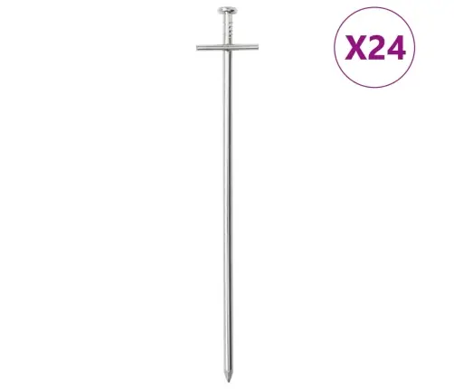Telts Mietiņi, 24 Gab., 23 Cm, Ø6 Mm, Cinkots Tērauds Vidaxl