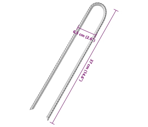 Telts Mietiņi, 6 Gab., 37 Cm, Ø10 Mm, Cinkots Tērauds Vidaxl