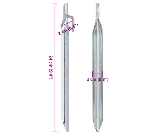 Telts Mietiņi, 24 Gab., V-Forma, 24 Cm, Ø20 Mm, Cinkots Tērauds Vidaxl