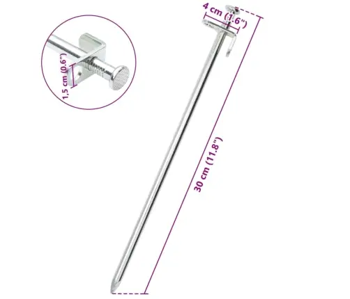 Telts Mietiņi, 24 Gab., 30 Cm, 8 Mm, Cinkots Tērauds Vidaxl