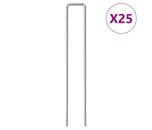Zemes Mietiņi, 25 Gab., U-Forma, 20X3,5 Cm, Cinkots Tērauds Vidaxl
