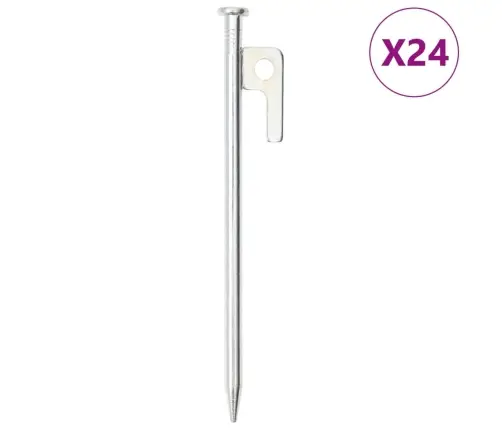 Telts Mietiņi, 24 Gab., 20 Cm, 9 Mm, Cinkots Tērauds Vidaxl