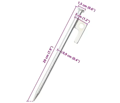 Telts Mietiņi, 24 Gab., 20 Cm, 9 Mm, Cinkots Tērauds Vidaxl