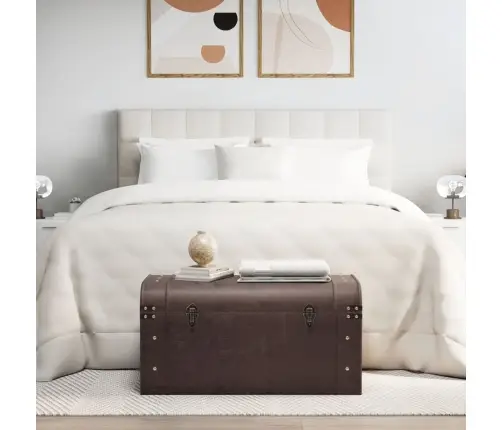 Dārgumu Lāde, Tumši Brūna, 79,5X39,5X39,5 Cm, Saplāksnis Vidaxl