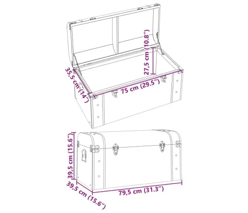Dārgumu Lāde, Tumši Brūna, 79,5X39,5X39,5 Cm, Saplāksnis Vidaxl