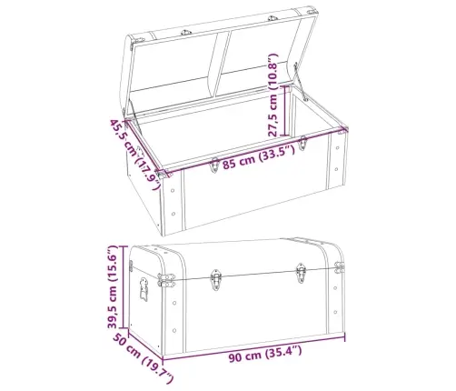Dārgumu Lāde, Tumši Brūna, 90X50X39,5 Cm, Saplāksnis Vidaxl