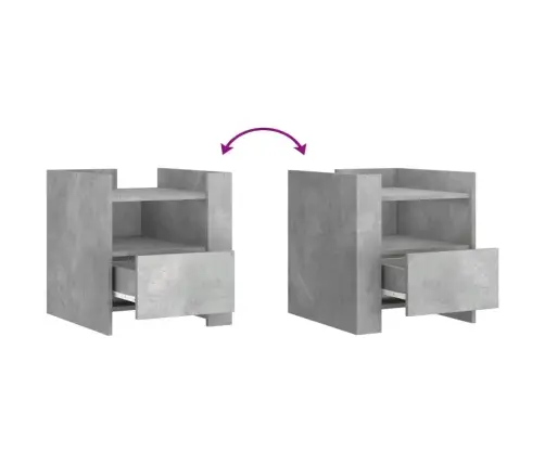 Naktsskapītis, Betona Pelēks, 45X50X50 Cm, Inženierijas Koks Vidaxl