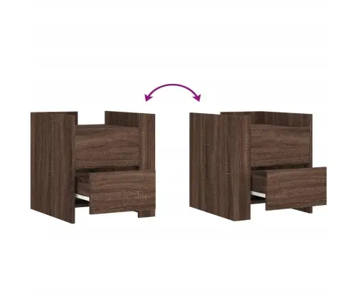 Naktinė Spintelė, Ruda Ąžuolo, 45X50X50cm Apdirbta Mediena