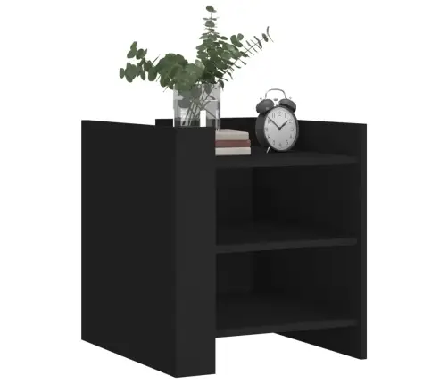 Naktinė Spintelė, Juodos Spalvos, 45X50X50cm Apdirbta Mediena