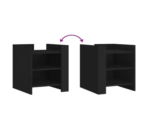 Naktinė Spintelė, Juodos Spalvos, 45X50X50cm Apdirbta Mediena