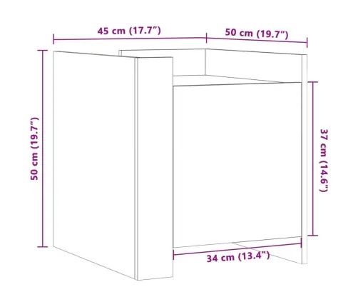 Naktsskapītis, Ozolkoka Krāsa, 45X50X50 Cm, Inženierijas Koks Vidaxl