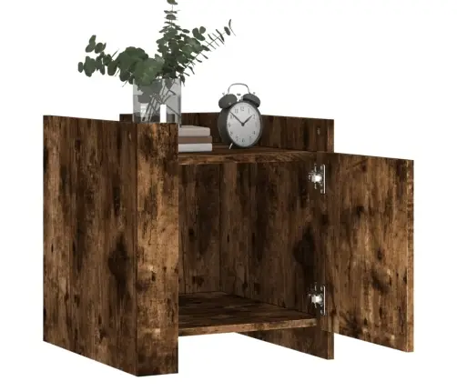 Naktinė Spintelė, Dūminio Ąžuolo, 45X50X50cm Apdirbta Mediena