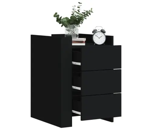 Naktsskapītis, Melns, 45X50X65 Cm, Inženierijas Koks Vidaxl