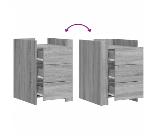 Naktsskapītis, Pelēka Ozolkoka, 45X50X65 Cm, Inženierijas Koks Vidaxl