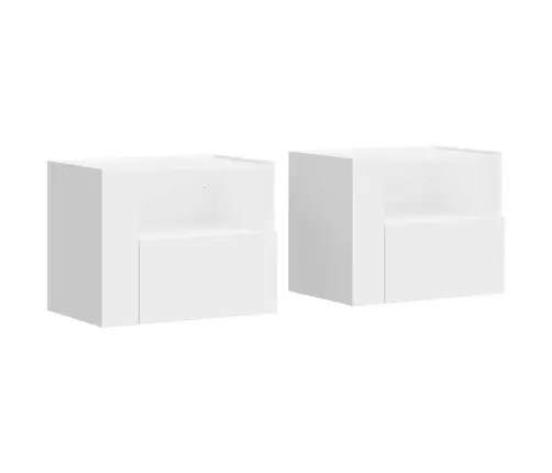 Sienas Naktsskapīši, 2 Gab., Balti, 45X30X35 Cm Vidaxl