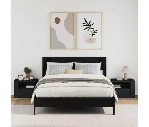 Sienas Naktsskapīši, 2 Gab., Melni, 45X30X35 Cm Vidaxl