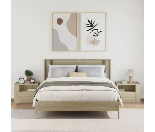 Sienas Naktsskapīši, 2 Gab., Ozolkoka Krāsa, 45X30X35 Cm Vidaxl