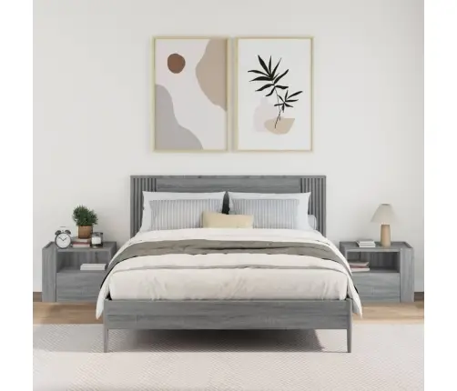 Sienas Naktsskapīši, 2 Gab., Pelēka Ozolkoka Krāsa, 45X30X35 Cm Vidaxl