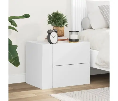 Sieninė Naktinė Spintelė, Baltos Spalvos, 45X30X35Cm