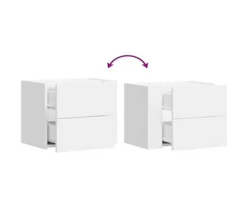 Sienas Naktsskapīši, 2 Gab., Balti, 45X30X35 Cm Vidaxl